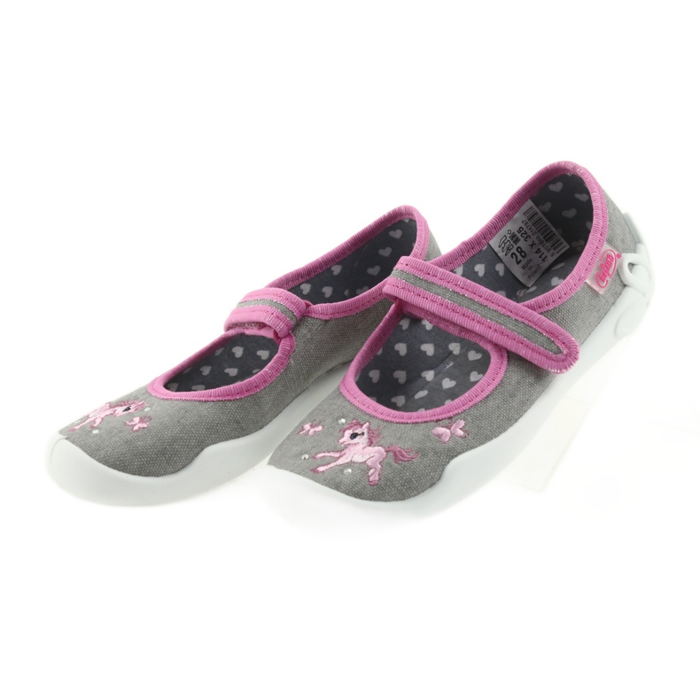 Befado slippers children's shoes 114X325 Soft-B insole grey pink 4