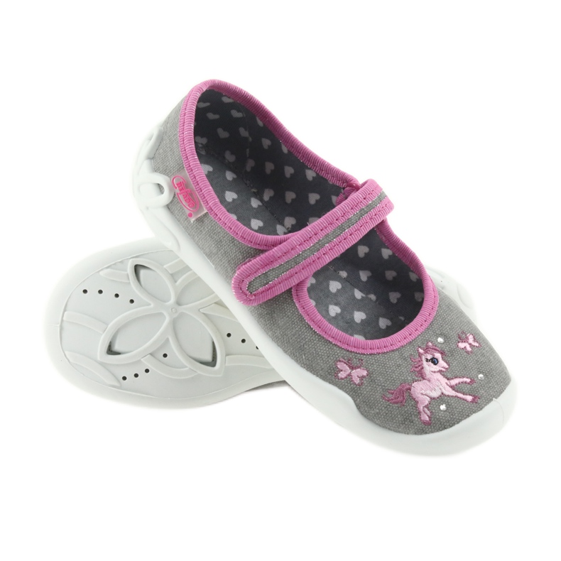 Befado slippers children's shoes 114X325 Soft-B insole grey pink 3