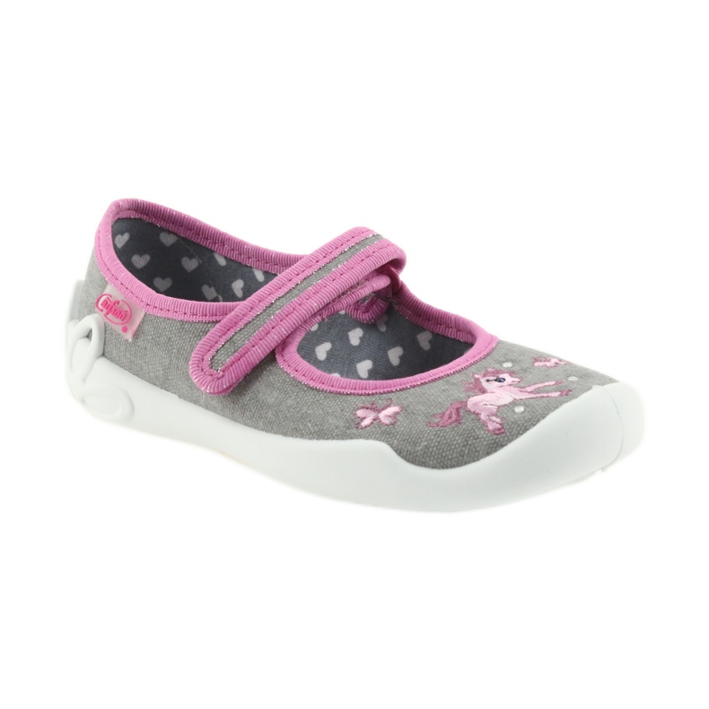 Befado slippers children's shoes 114X325 Soft-B insole grey pink 1