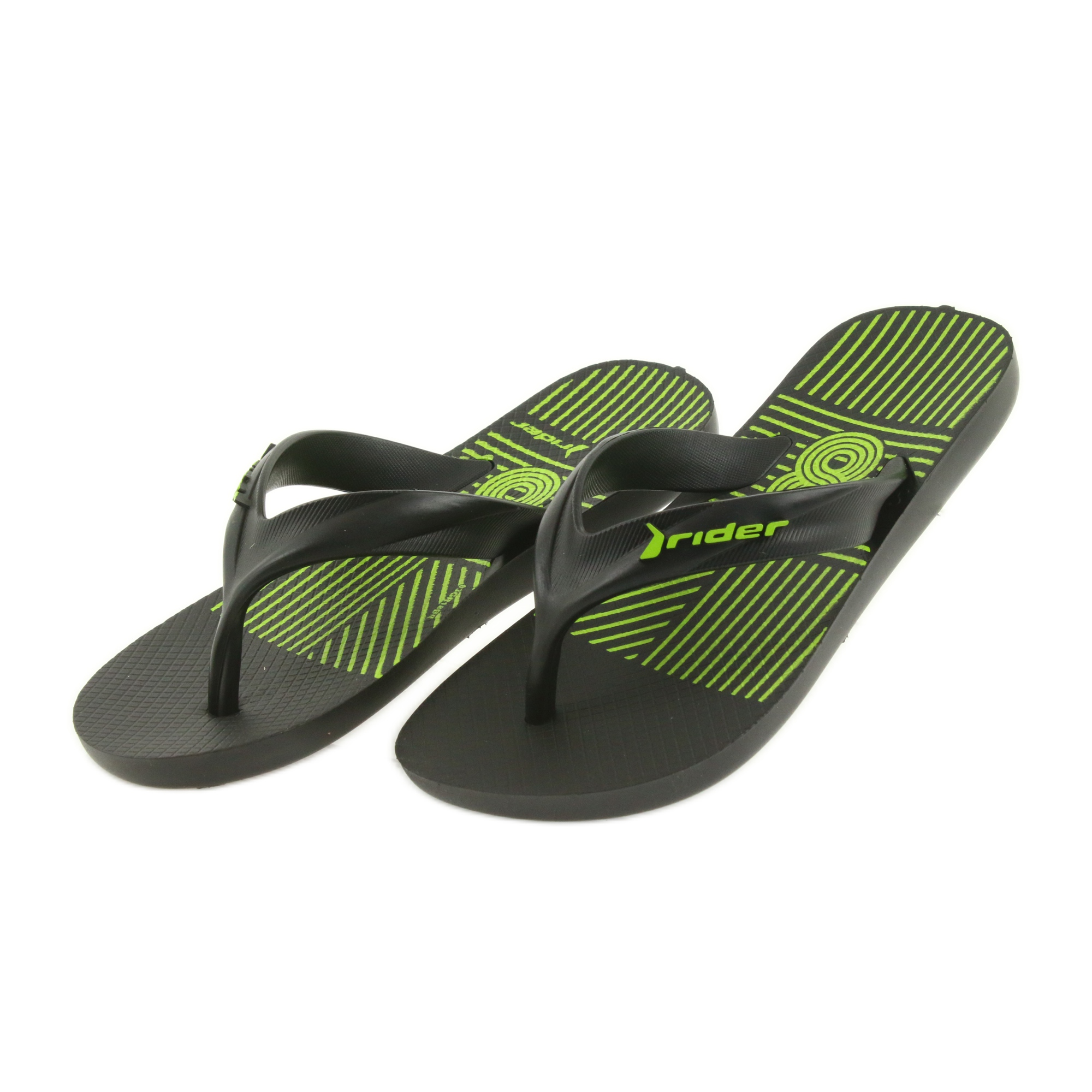 Snel wandelen veteraan Children's slippers Rider 11214 black green - KeeShoes