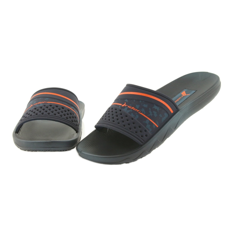 Rider 82499 navy blue leisure men's slippers orange 4