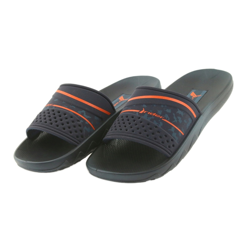 Rider 82499 navy blue leisure men's slippers orange 3