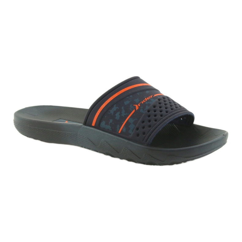 Rider 82499 navy blue leisure men's slippers orange 1