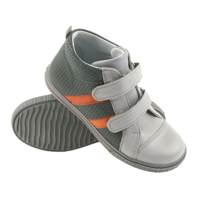 Ren But Rhine shoes boys with Velcro 4275 Popiel/Orange grey 3