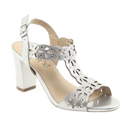 Caprice Openwork sandals 28315 silver grey 1
