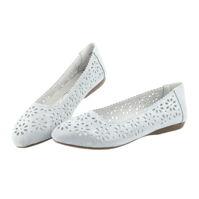 Filippo 680 openwork ballerinas grey 3