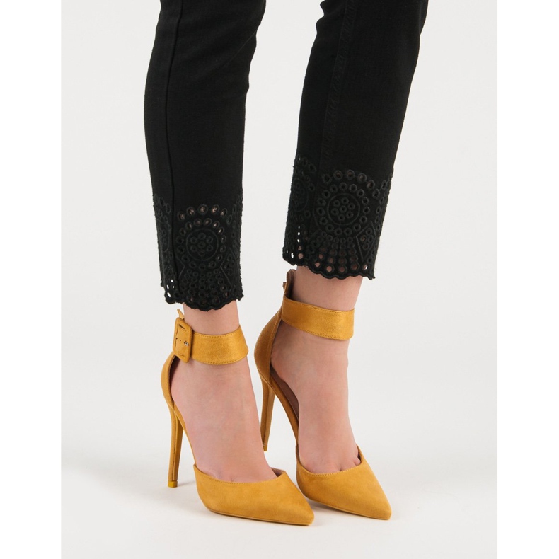 Mustard Suede Heels yellow 1