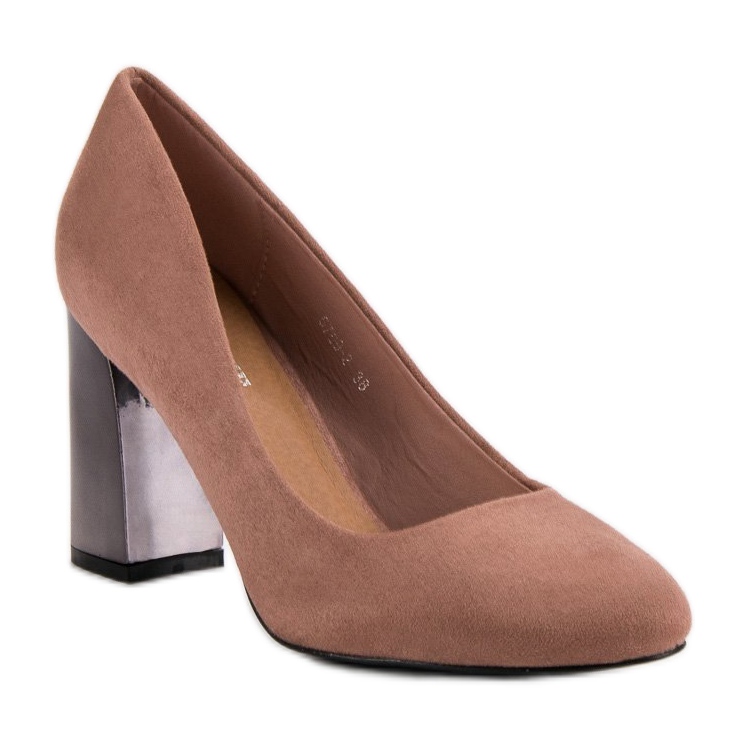 Suede Pumps On A Pillar pink 1