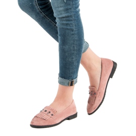 Laura Mode Powder Suede Loafers pink 1