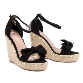 STEPHAN Espadrilles Sandals With Bow black 1
