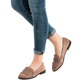 Laura Mode Beige Loafers With Rhinestones 2