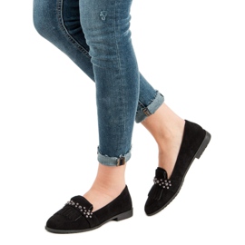 Laura Mode Black Loafers With Rhinestones 2