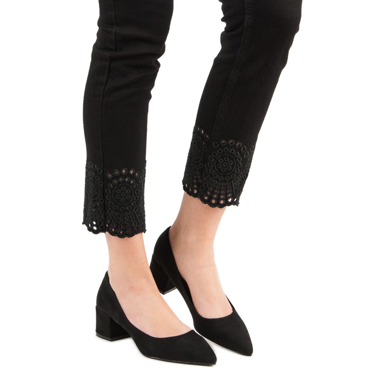 Diamantique Suede Pumps On A Flat Heel black 1 Diamantique Suede Pumps On A Flat Heel black 1