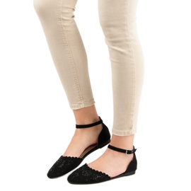 Laura Mode Openwork Ballerinas With Crystals black 2