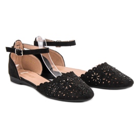 Laura Mode Openwork Ballerinas With Crystals black 1