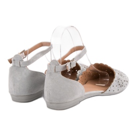 Laura Mode Openwork Ballerinas With Crystals grey 2