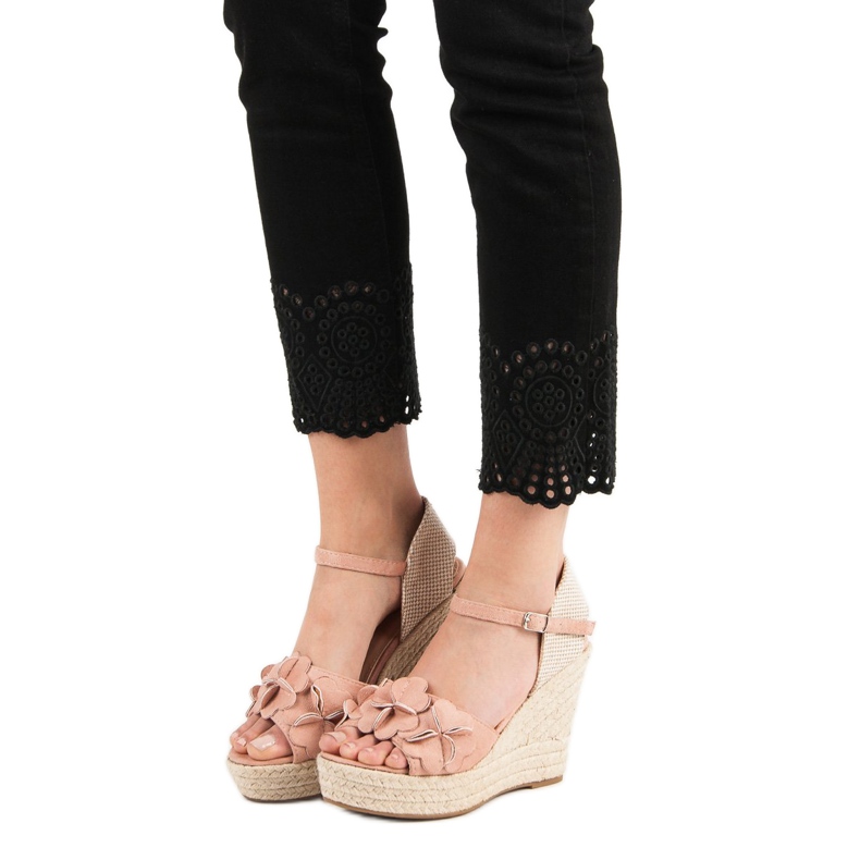 Top Shoes Powder Sandals With Flowers pink 1