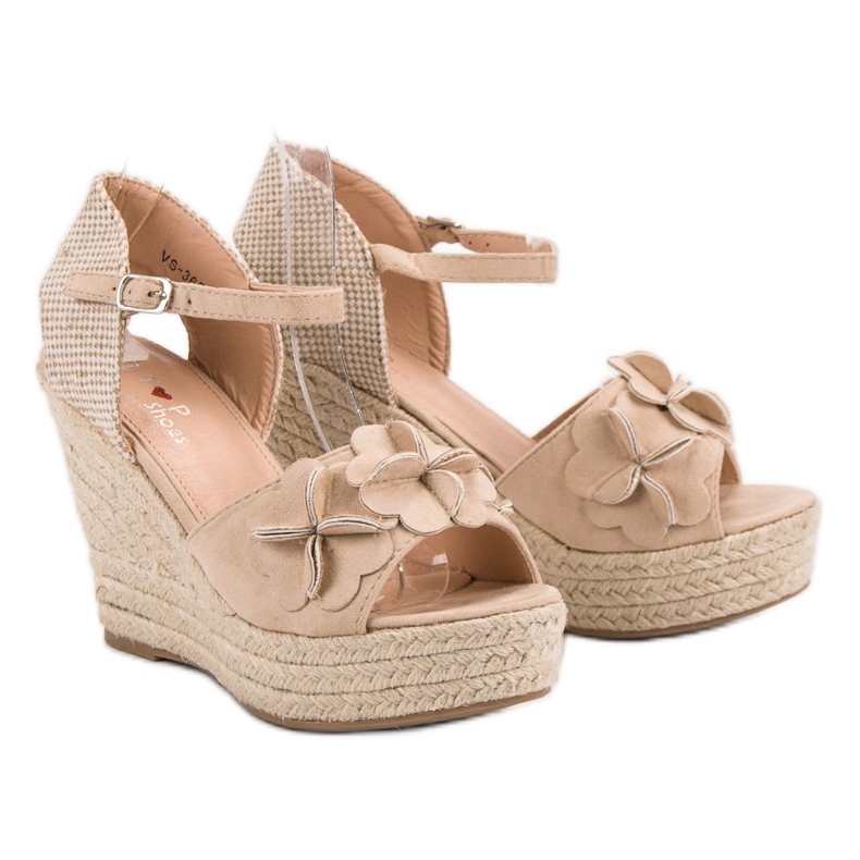 Top Shoes Beige Sandals With Flowers 1