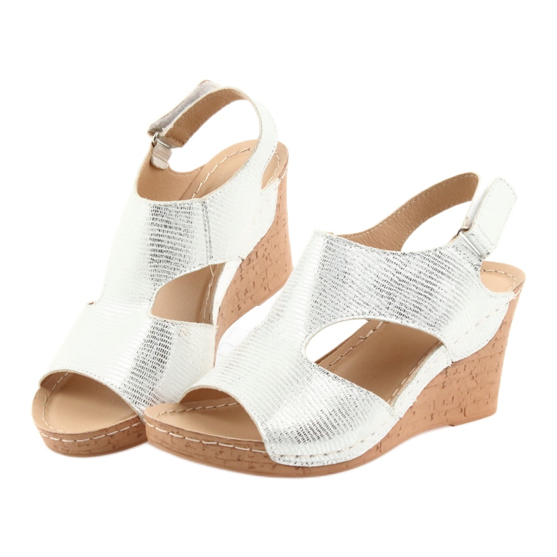 Filippo Silver 785 Wedge Sandals white grey 3