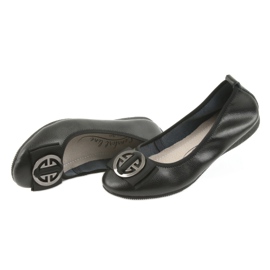 Leather women's ballerinas with a bow Filippo 633 black 4