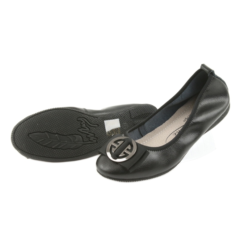 Leather women's ballerinas with a bow Filippo 633 black 3