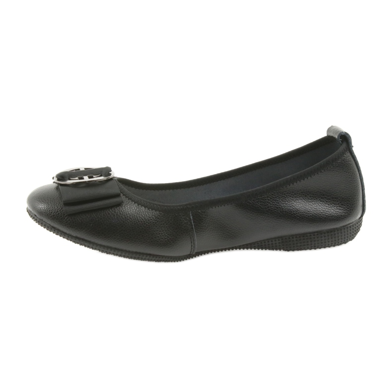 Leather women's ballerinas with a bow Filippo 633 black 2