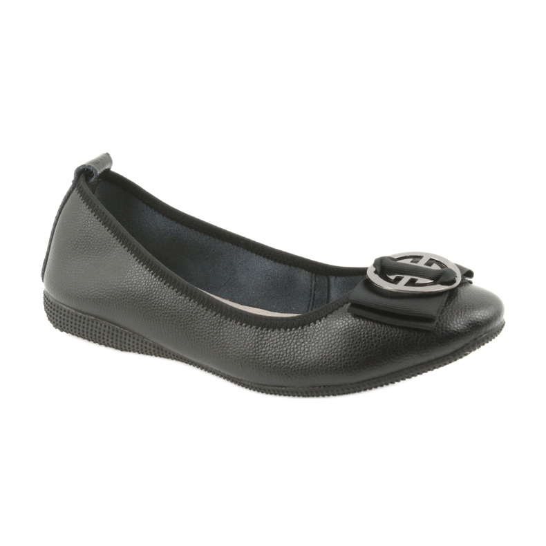 Leather women's ballerinas with a bow Filippo 633 black 1