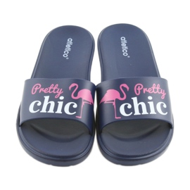 Flamingos Atletico women's slippers white pink navy blue 3