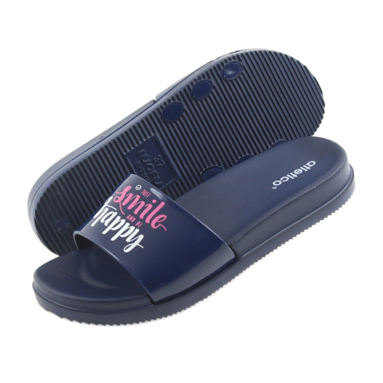 Happy Atletico women's navy blue slippers white pink 5 Happy Atletico women's navy blue slippers white pink 5