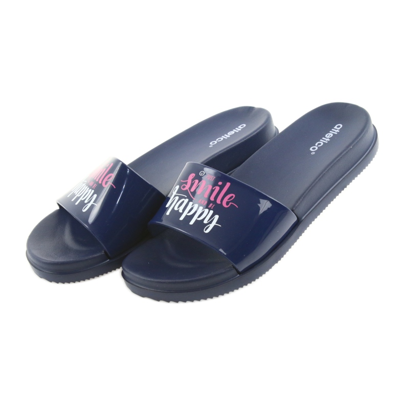 Happy Atletico women's navy blue slippers white pink 4 Happy Atletico women's navy blue slippers white pink 4