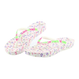 Atletico Women's flip-flops with flowers white violet green pink 4