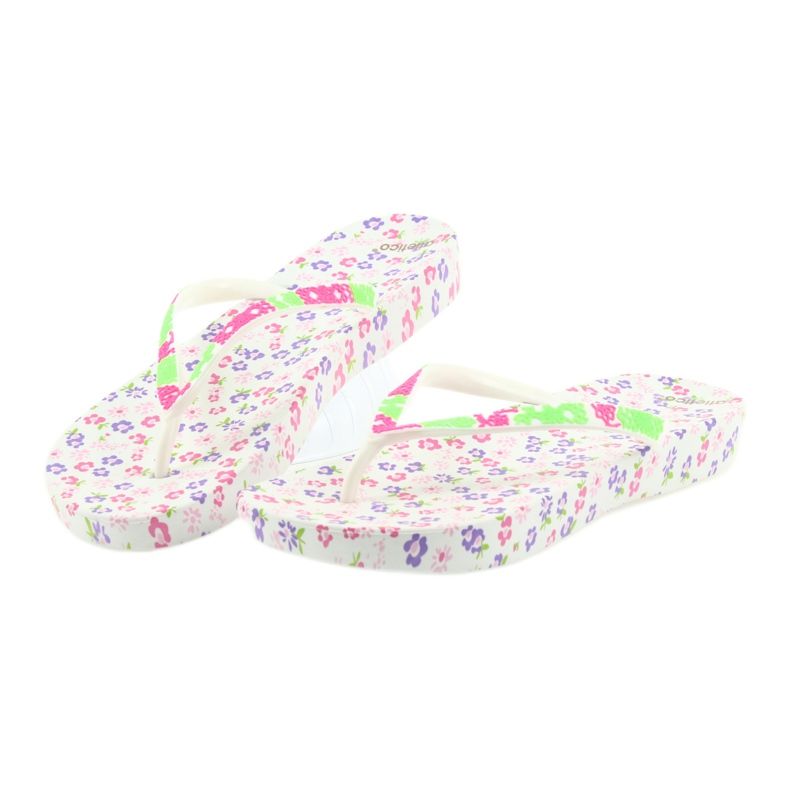 Atletico Women's flip-flops with flowers white purple green pink 4