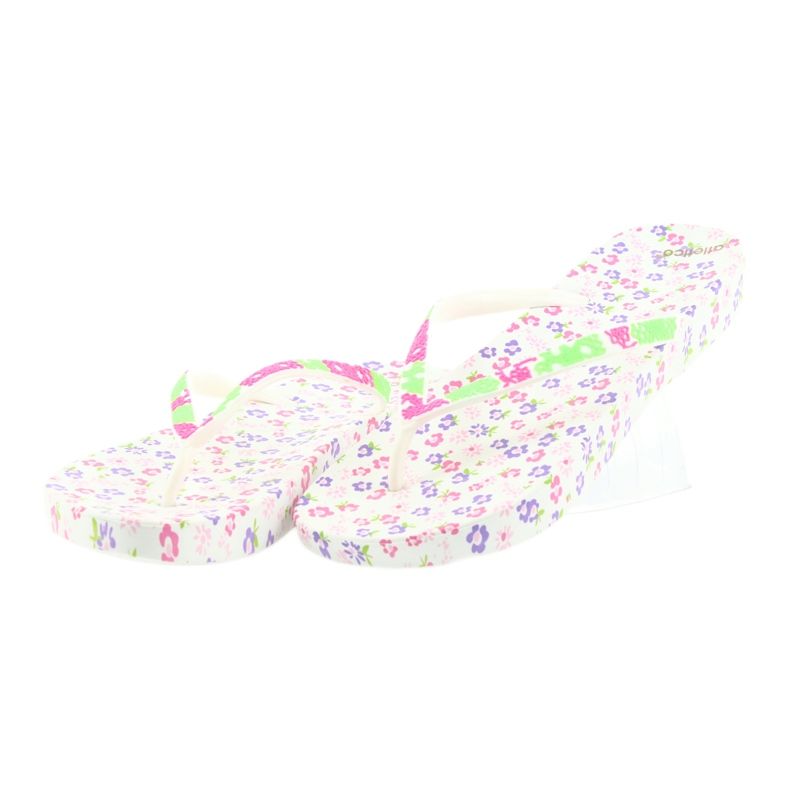 Atletico Women's flip-flops with flowers white purple green pink 3