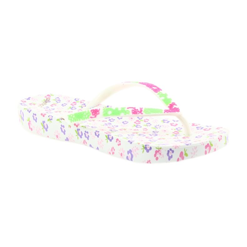 Atletico Women's flip-flops with flowers white purple green pink 1