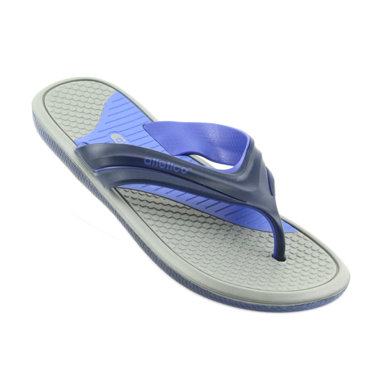 Atletico men's navy blue flip-flops grey 4