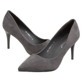 Gray suede gray stilettos 100-828ES-1 Gray grey 2