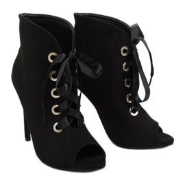 Black Boots with open fingers black 680-32 Black 1