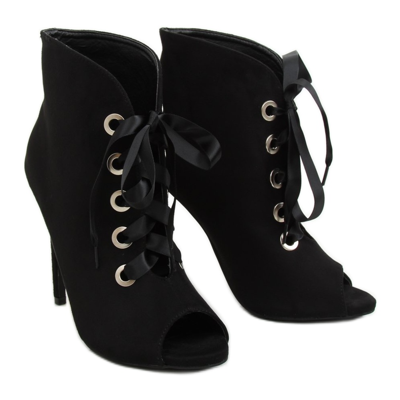 Black Boots with open fingers black 680-32 Black 1
