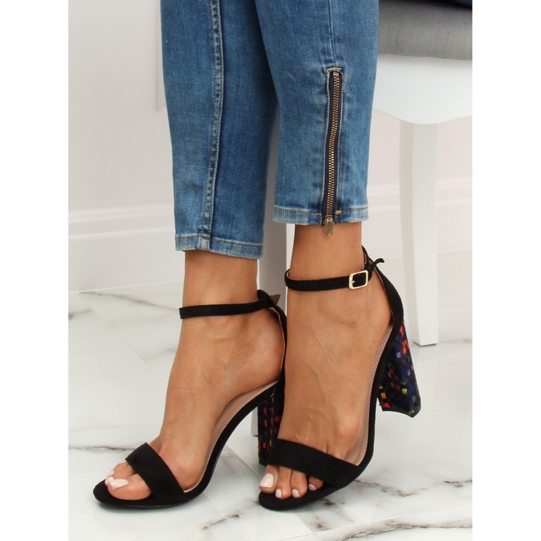 Black high-heeled sandals 708-24 Black multicolored 1