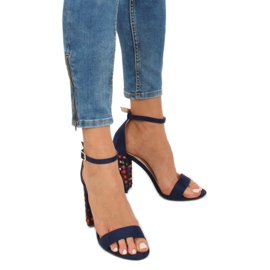 Navy blue high-heeled sandals 708-24 Navy multicolored 1