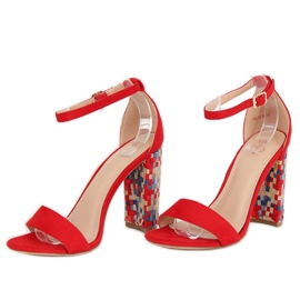 Red high-heeled sandals 708-24 Red multicolored 2