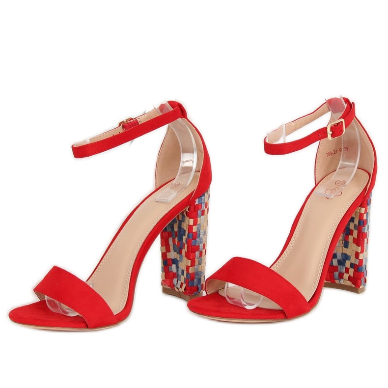 Red high-heeled sandals 708-24 Red multicolored 2