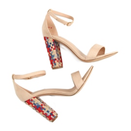 Beige high-heeled sandals 708-24 Beige brown multicolored 2