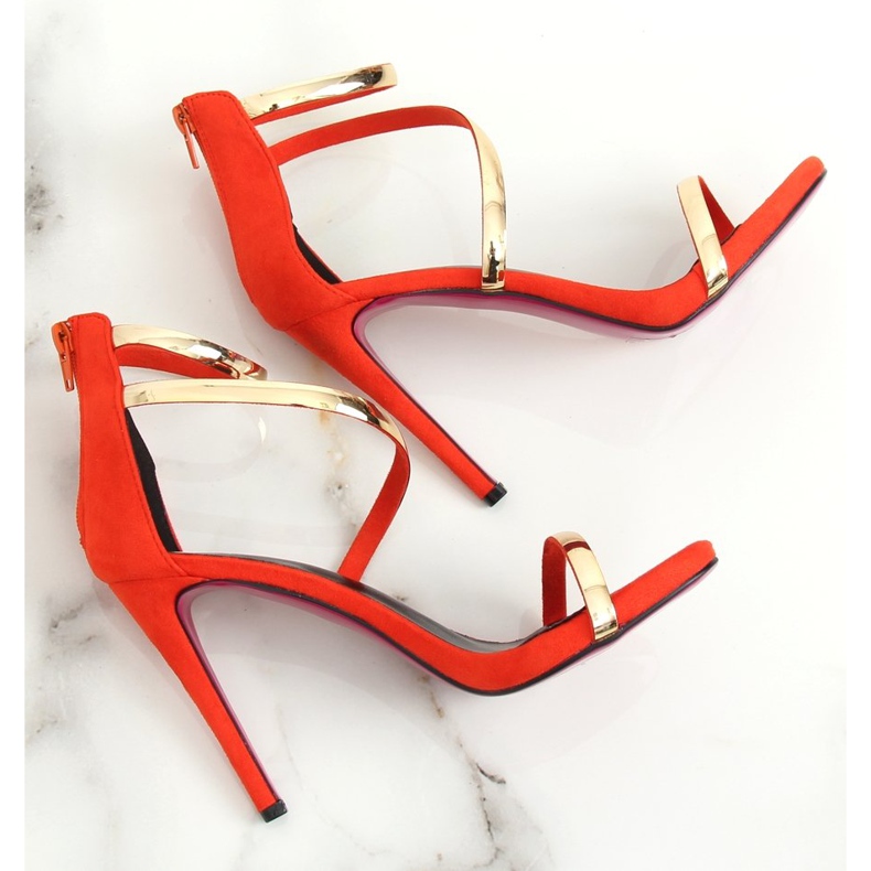 Orange sandals on a high heel 988-58 Orange 1