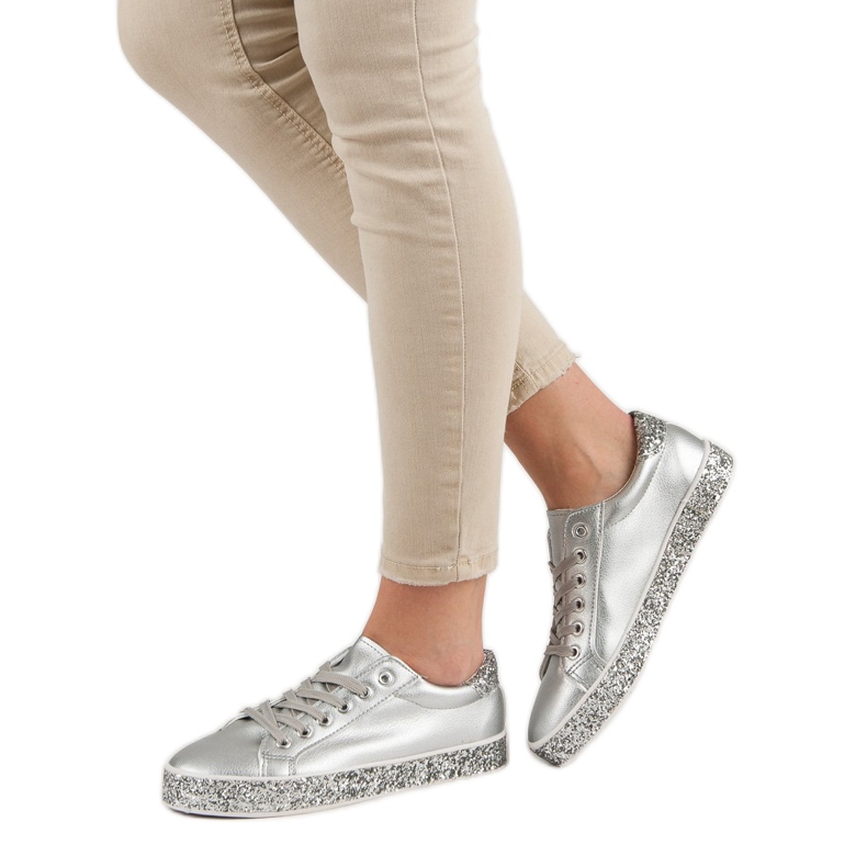 Sneakers With Glitter Sole grey 1