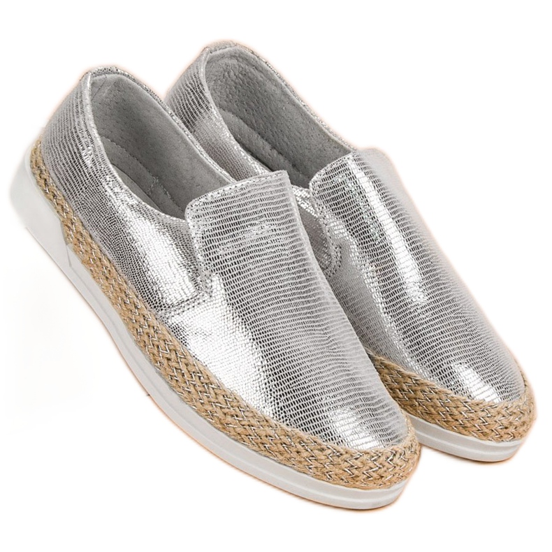 Filippo Silver Leather Espadrilles grey 2