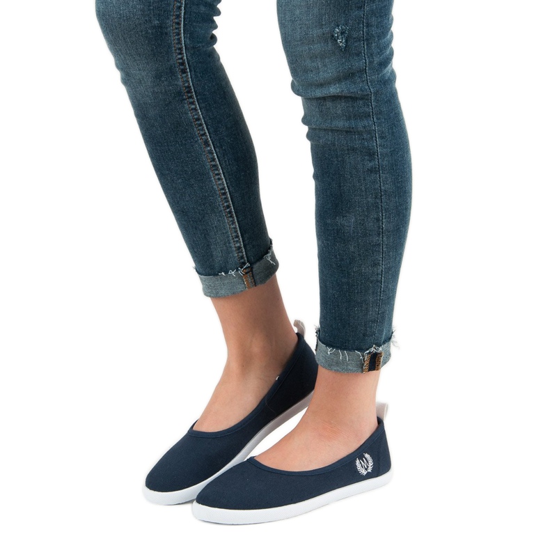 McKey Navy blue textile ballerinas 2