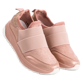 Ideal Shoes Comfortable Slip-On Sneakers pink 2 Ideal Shoes Comfortable Slip-On Sneakers pink 2