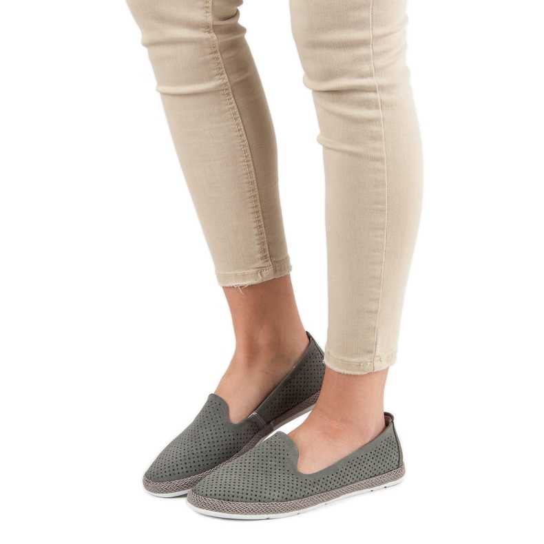 Filippo Leather Openwork Lords grey 1