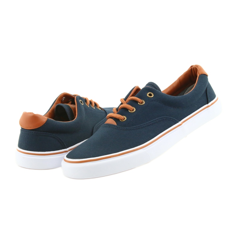 American Club Men's navy blue sneakers LH03 brown 5 American Club Men's navy blue sneakers LH03 brown 5